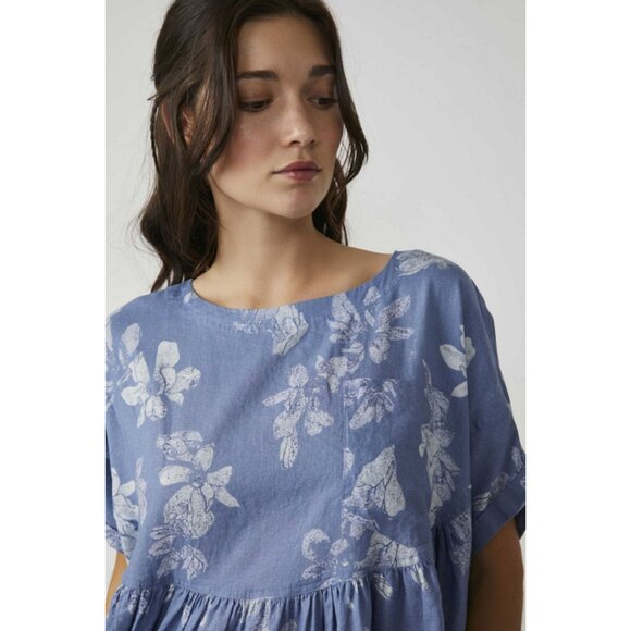 Free People We The Free Blue Moon City Print Top Size Large 41214 - Picture 2 of 11